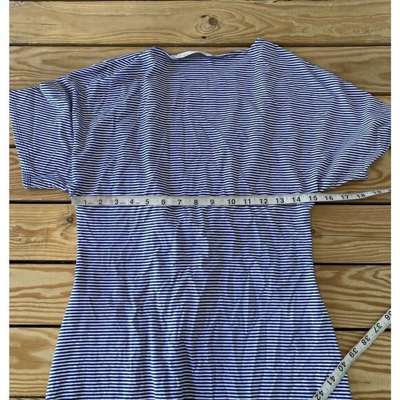 Sarah Liller White Stripe T Shirt Dress Size Medium Women’s Blue - Picture 5 of 5